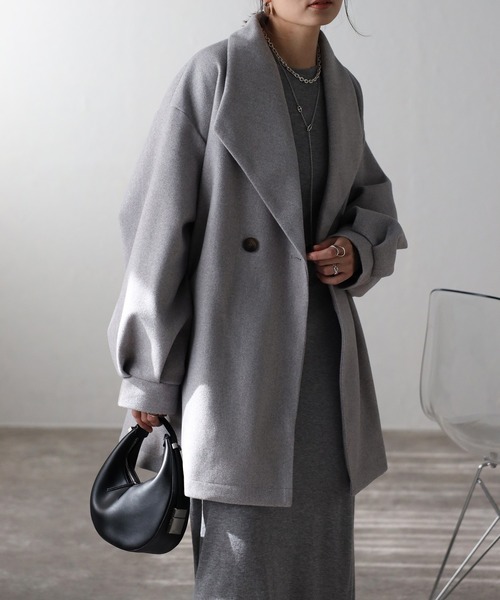 美品✨バーバリーロンドン　ショートコート ウール ウエストベルト グレー Bonjour Sagan（ボンジュールサガン）の「ウエストベルトバックタック