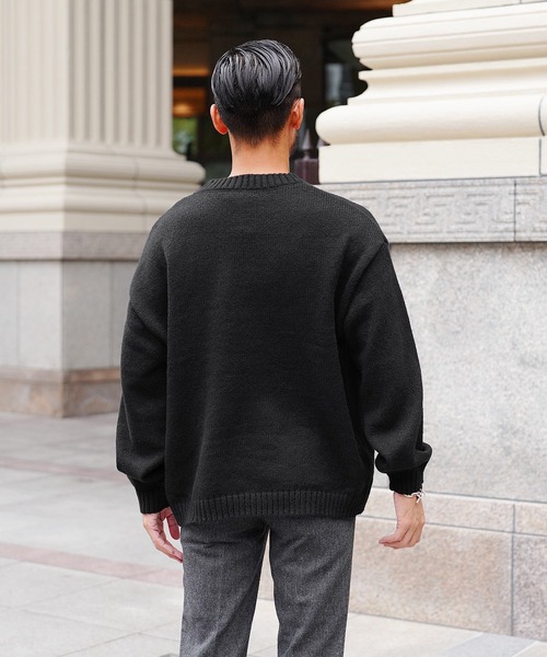 jiggys shop(ジギーズショップ)の「モヘアライクボリューム袖 オーバーサイズクルーネックニット(ニット/セーター・メンズ・ブルー/カーキ/ネイビー/ブラック・MEDIUM/LARGE)」の18枚目の写真