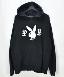 オススメ★PLAYBOY プレイボーイ スウェットパーカー 海外限定 1点物◇プレイボーイPLAY BOY黒スウェットパーカー古着メンズSM