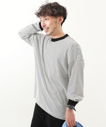 devirock（デビロック）の「綿100% お洗濯してもよれにくい ビッグシルエット 袖リブ 大人 ボーダー 長袖Tシャツ（Tシャツ/カットソー）」