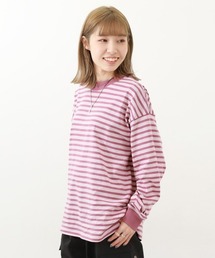 綿100% お洗濯してもよれにくい ビッグシルエット 袖リブ 大人 ボーダー 長袖Tシャツ