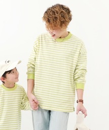 綿100% お洗濯してもよれにくい ビッグシルエット 袖リブ 大人 ボーダー 長袖Tシャツ