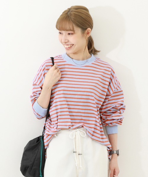 devirock（デビロック）の「綿100% お洗濯してもよれにくい ビッグシルエット 袖リブ 大人 ボーダー 長袖Tシャツ（Tシャツ/カットソー・レディース・その他2/その他6/その他3/その他5/その他4/その他1/その他7/その他9/その他8/その他10/その他11/その他12/その他13/その他14/その他15/その他16/その他17/その他18/その他19・LL/M/L）」の7枚目の写真