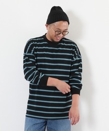 devirock（デビロック）の「綿100% お洗濯してもよれにくい ビッグシルエット 袖リブ 大人 ボーダー 長袖Tシャツ（Tシャツ/カットソー）」