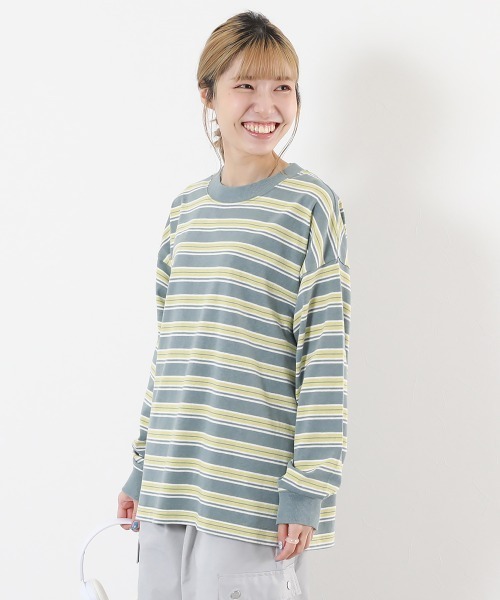 devirock（デビロック）の「綿100% お洗濯してもよれにくい ビッグシルエット 袖リブ 大人 ボーダー 長袖Tシャツ（Tシャツ/カットソー・レディース・その他2/その他6/その他3/その他5/その他4/その他1/その他7/その他9/その他8/その他10/その他11/その他12/その他13/その他14/その他15/その他16/その他17/その他18/その他19・LL/M/L）」の9枚目の写真