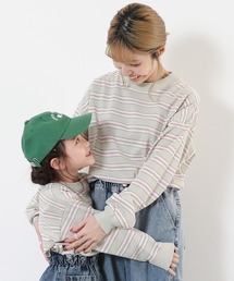 綿100% お洗濯してもよれにくい ビッグシルエット 袖リブ 大人 ボーダー 長袖Tシャツ