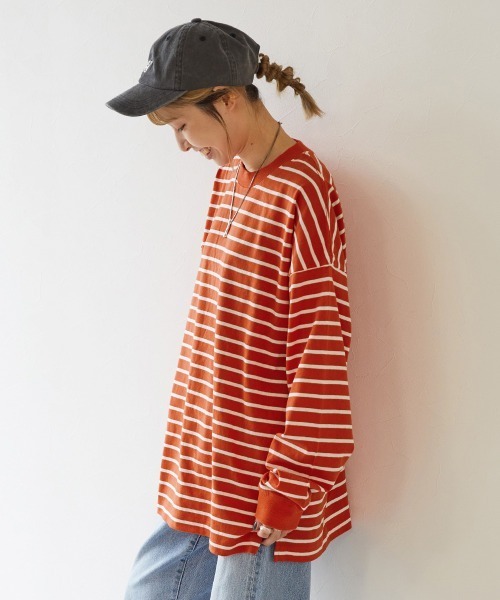 devirock（デビロック）の「綿100% お洗濯してもよれにくい ビッグシルエット 袖リブ 大人 ボーダー 長袖Tシャツ（Tシャツ/カットソー・レディース・その他2/その他6/その他3/その他5/その他4/その他1/その他7/その他9/その他8/その他10/その他11/その他12/その他13/その他14/その他15/その他16/その他17/その他18/その他19・LL/M/L）」の12枚目の写真