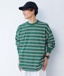 devirock（デビロック）の「綿100% お洗濯してもよれにくい ビッグシルエット 袖リブ 大人 ボーダー 長袖Tシャツ（Tシャツ/カットソー）」