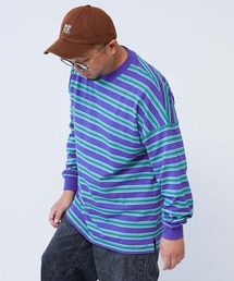 devirock（デビロック）の「綿100% お洗濯してもよれにくい ビッグシルエット 袖リブ 大人 ボーダー 長袖Tシャツ（Tシャツ/カットソー）」