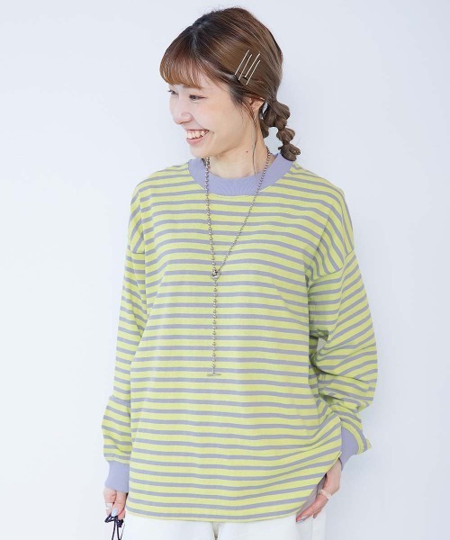 devirock（デビロック）の「綿100% お洗濯してもよれにくい ビッグシルエット 袖リブ 大人 ボーダー 長袖Tシャツ（Tシャツ/カットソー・レディース・その他2/その他6/その他3/その他5/その他4/その他1/その他7/その他9/その他8/その他10/その他11/その他12/その他13/その他14/その他15/その他16/その他17/その他18/その他19・LL/M/L）」の19枚目の写真