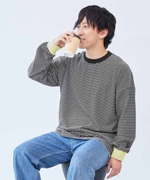 devirock（デビロック）の「綿100% お洗濯してもよれにくい ビッグシルエット 袖リブ 大人 ボーダー 長袖Tシャツ（Tシャツ/カットソー）」