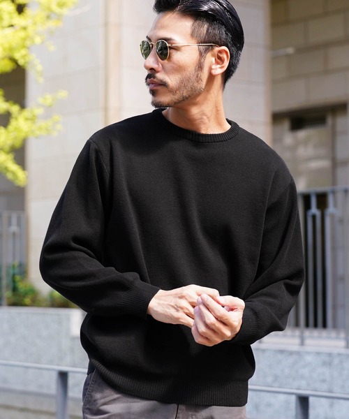 jiggys shop(ジギーズショップ)の「ミラノリブクルーネックニット セーター(ニット/セーター・メンズ・ブラック/ホワイト/杢グレー・MEDIUM/LARGE/X-LARGE)」の1枚目の写真