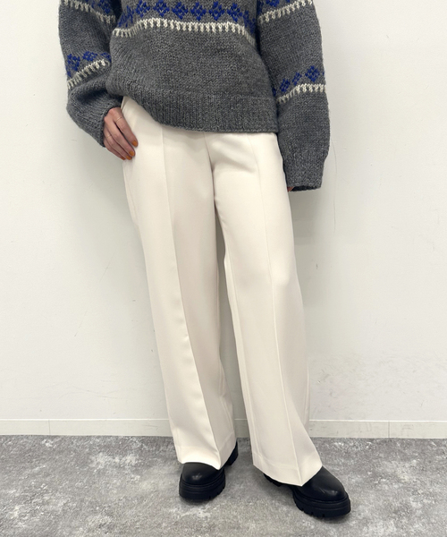 U by SPICK&SPAN(ユーバイスピックアンドスパン)の「ワイドスラックス(スラックス・レディース・アイボリー/ブラック・34/36/38)」の1枚目の写真