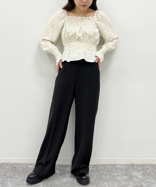 U by SPICK&SPAN(ユーバイスピックアンドスパン)の「ワイドスラックス(スラックス・レディース・アイボリー/ブラック・34/36/38)」の5枚目の写真