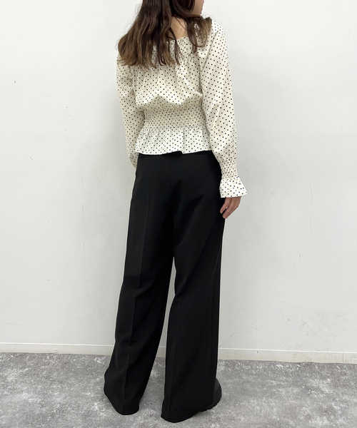 U by SPICK&SPAN(ユーバイスピックアンドスパン)の「ワイドスラックス(スラックス・レディース・アイボリー/ブラック・34/36/38)」の6枚目の写真