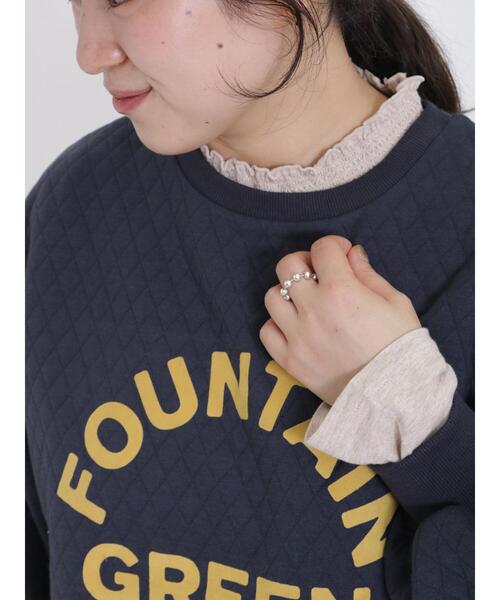 Samansa Mos2（サマンサ モスモス）の「キルティングフロッキーロゴプリントスウェット（Tシャツ/カットソー・レディース・ネイビー/キナリ/ミント・F）」の5枚目の写真