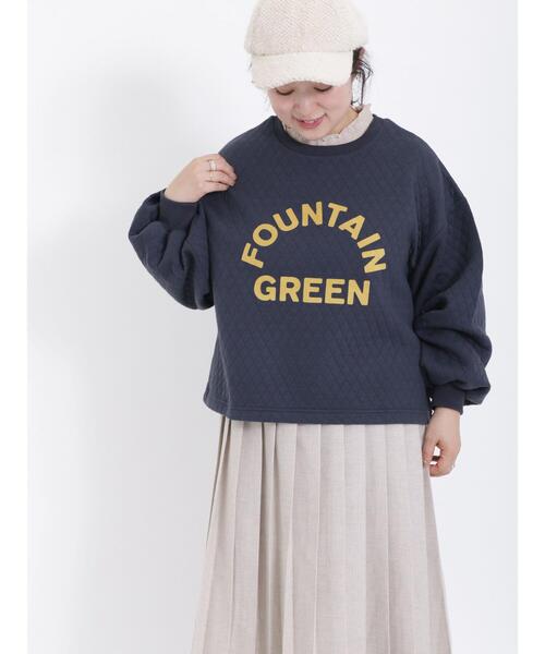 Samansa Mos2（サマンサ モスモス）の「キルティングフロッキーロゴプリントスウェット（Tシャツ/カットソー・レディース・ネイビー/キナリ/ミント・F）」の6枚目の写真