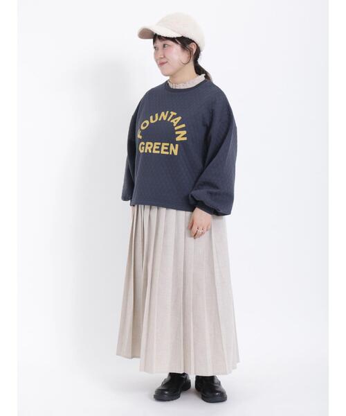 Samansa Mos2（サマンサ モスモス）の「キルティングフロッキーロゴプリントスウェット（Tシャツ/カットソー・レディース・ネイビー/キナリ/ミント・F）」の8枚目の写真