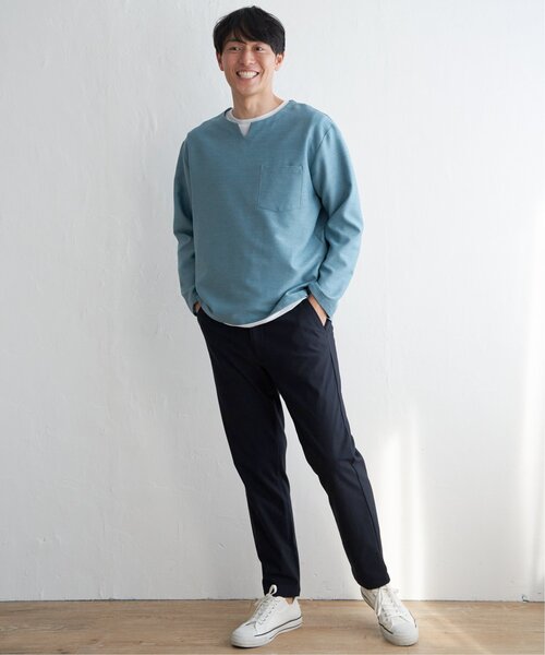 ikka（イッカ）の「【2点セット】キーネックシャツTインナーセット（Tシャツ/カットソー・メンズ・ブルー/ベージュ/ネイビー・L/XL/M/S）」の6枚目の写真