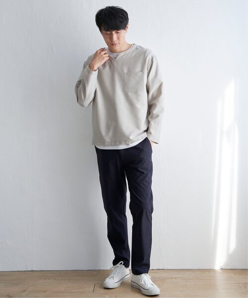 ikka（イッカ）の「【2点セット】キーネックシャツTインナーセット（Tシャツ/カットソー・メンズ・ブルー/ベージュ/ネイビー・L/XL/M/S）」の10枚目の写真