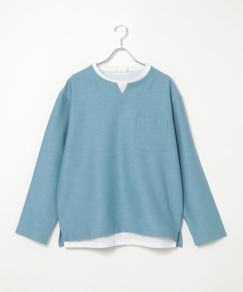 ikka（イッカ）の「【2点セット】キーネックシャツTインナーセット（Tシャツ/カットソー・メンズ・ブルー/ベージュ/ネイビー・L/XL/M/S）」の14枚目の写真