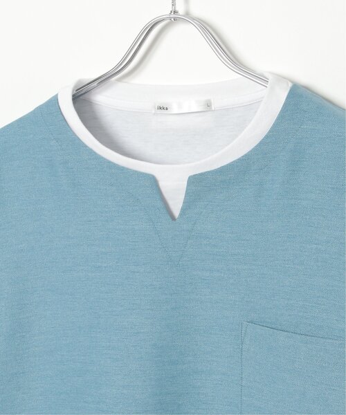 ikka（イッカ）の「【2点セット】キーネックシャツTインナーセット（Tシャツ/カットソー・メンズ・ブルー/ベージュ/ネイビー・L/XL/M/S）」の19枚目の写真