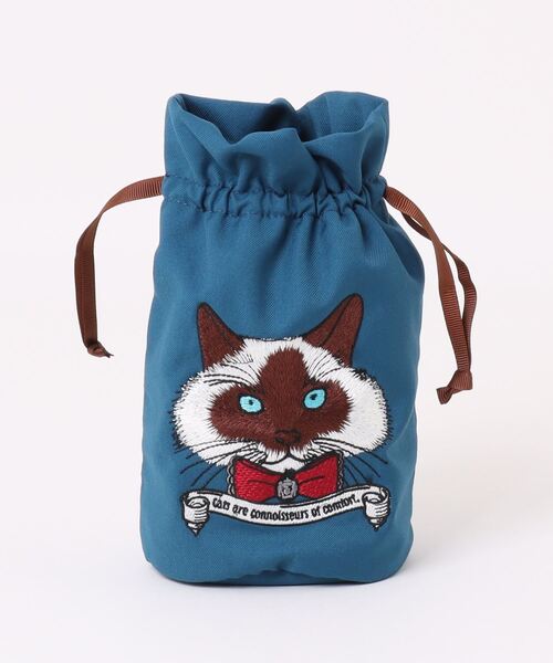 欧州航路（オウシュウコウロ）の「【欧州航路】キャット巾着ポーチ（ポーチ・レディース・ホワイト/ブラック/ブルー/ピンク・FREE）」の5枚目の写真
