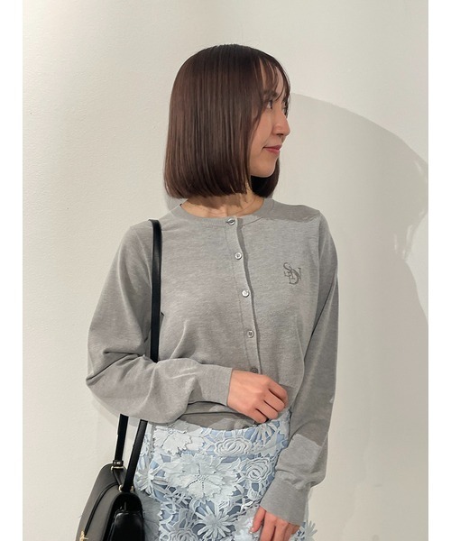 STONE  グレー カーディガン M スナイデルニット SNIDEL（スナイデル）の「モチーフラインストーンカーディガン