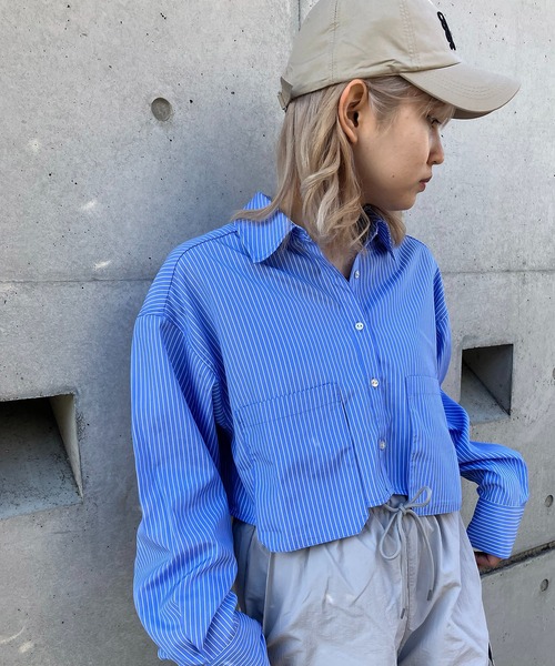 AS KNOW AS plus（アズノゥアズプラス）の「◎BIGポケット付き　ショート丈シャツ（シャツ/ブラウス・レディース・オフホワイト/グリーン系その他/ブルー系その他・FREE）」の12枚目の写真