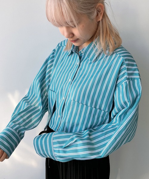 AS KNOW AS plus（アズノゥアズプラス）の「◎BIGポケット付き　ショート丈シャツ（シャツ/ブラウス・レディース・オフホワイト/グリーン系その他/ブルー系その他・FREE）」の13枚目の写真