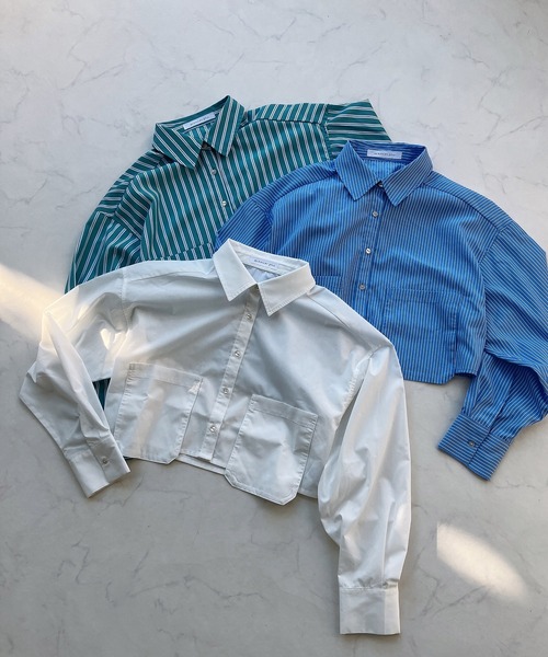 AS KNOW AS plus（アズノゥアズプラス）の「◎BIGポケット付き　ショート丈シャツ（シャツ/ブラウス・レディース・オフホワイト/グリーン系その他/ブルー系その他・FREE）」の6枚目の写真