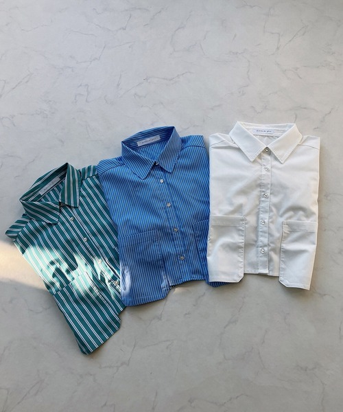 AS KNOW AS plus（アズノゥアズプラス）の「◎BIGポケット付き　ショート丈シャツ（シャツ/ブラウス・レディース・オフホワイト/グリーン系その他/ブルー系その他・FREE）」の15枚目の写真