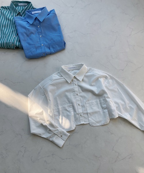 AS KNOW AS plus（アズノゥアズプラス）の「◎BIGポケット付き　ショート丈シャツ（シャツ/ブラウス・レディース・オフホワイト/グリーン系その他/ブルー系その他・FREE）」の19枚目の写真