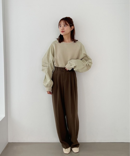 SPORTMAXアウトレット「GEBE」ピュアコットン ワイドパンツ セール】ウエストボタンカラーワイドパンツ（その他パンツ