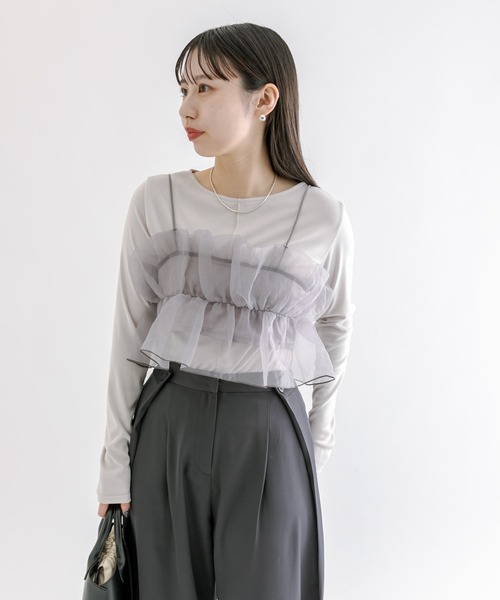 mline（エムライン）の「[mline]ストレッチメローロングTシャツ（Tシャツ/カットソー・レディース・グリーン/アイボリー/ブラック/グレー・FREE）」の17枚目の写真