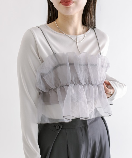 mline（エムライン）の「[mline]ストレッチメローロングTシャツ（Tシャツ/カットソー・レディース・グリーン/アイボリー/ブラック/グレー・FREE）」の19枚目の写真