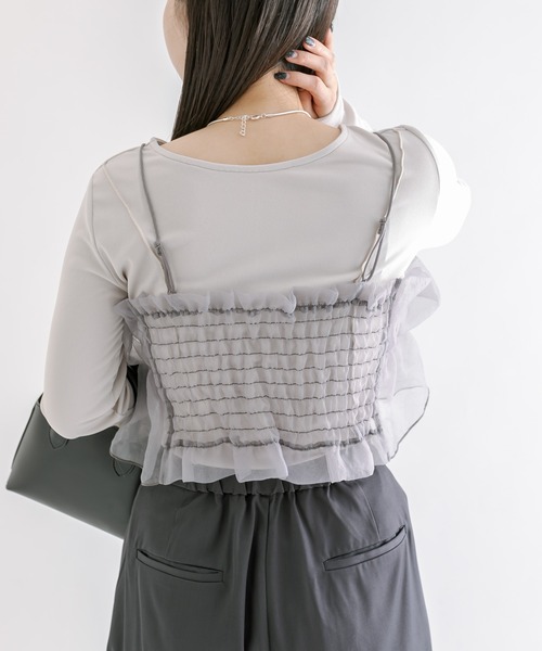 mline（エムライン）の「[mline]ストレッチメローロングTシャツ（Tシャツ/カットソー・レディース・グリーン/アイボリー/ブラック/グレー・FREE）」の22枚目の写真