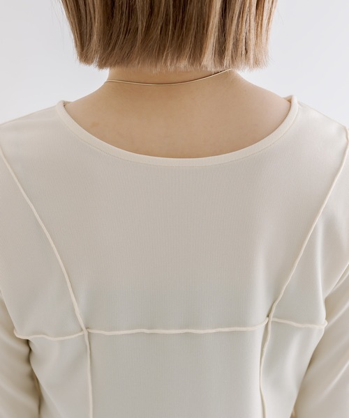 mline（エムライン）の「[mline]ストレッチメローロングTシャツ（Tシャツ/カットソー・レディース・グリーン/アイボリー/ブラック/グレー・FREE）」の10枚目の写真
