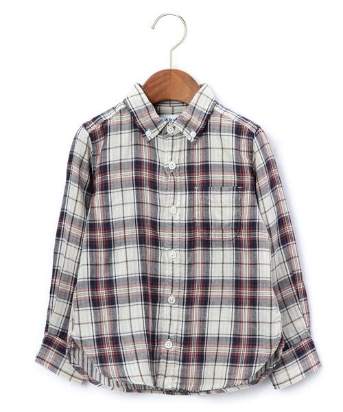 green label relaxing(グリーンレーベルリラクシング)の「STDK GLR ダブルガーゼチェックシャツ◆(シャツ/ブラウス・キッズ・ブラック/ダークグリーン/ネイビー・105/135/125/95/115)」の3枚目の写真