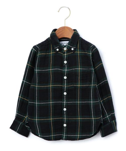 green label relaxing(グリーンレーベルリラクシング)の「STDK GLR ダブルガーゼチェックシャツ◆(シャツ/ブラウス・キッズ・ブラック/ダークグリーン/ネイビー・105/135/125/95/115)」の2枚目の写真