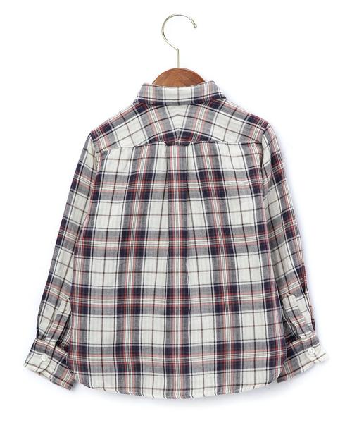 green label relaxing(グリーンレーベルリラクシング)の「STDK GLR ダブルガーゼチェックシャツ◆(シャツ/ブラウス・キッズ・ブラック/ダークグリーン/ネイビー・105/135/125/95/115)」の4枚目の写真