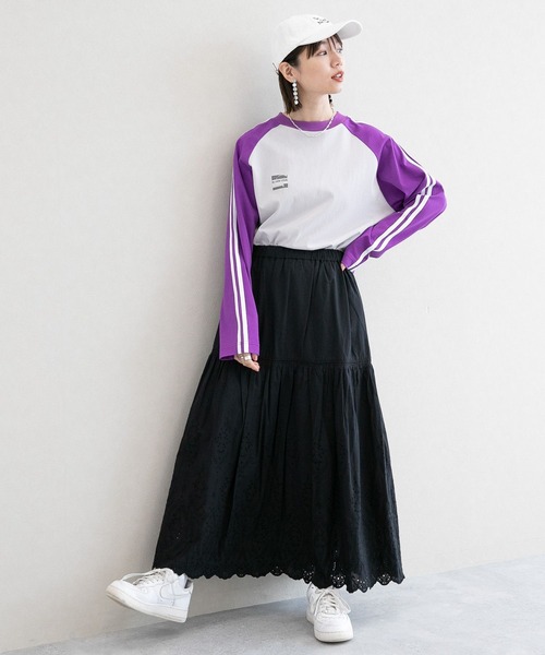 RAGEBLUE（レイジブルー）の「コットンレースフレアロングスカート（スカート・レディース・ブラック/ホワイト・FREE）」の4枚目の写真