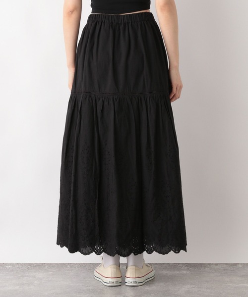 RAGEBLUE（レイジブルー）の「コットンレースフレアロングスカート（スカート・レディース・ブラック/ホワイト・FREE）」の9枚目の写真