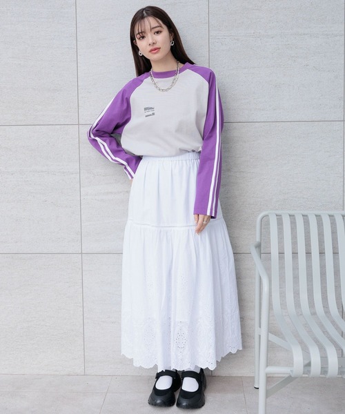 RAGEBLUE（レイジブルー）の「コットンレースフレアロングスカート（スカート・レディース・ブラック/ホワイト・FREE）」の17枚目の写真