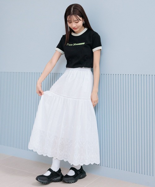 RAGEBLUE（レイジブルー）の「コットンレースフレアロングスカート（スカート・レディース・ブラック/ホワイト・FREE）」の19枚目の写真