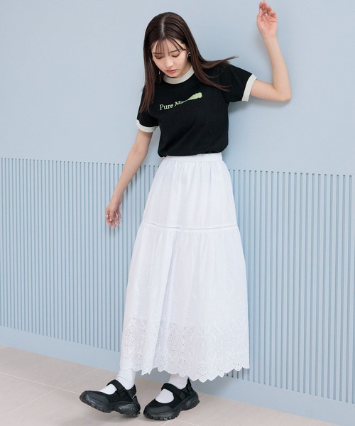 RAGEBLUE（レイジブルー）の「コットンレースフレアロングスカート（スカート・レディース・ブラック/ホワイト・FREE）」の21枚目の写真