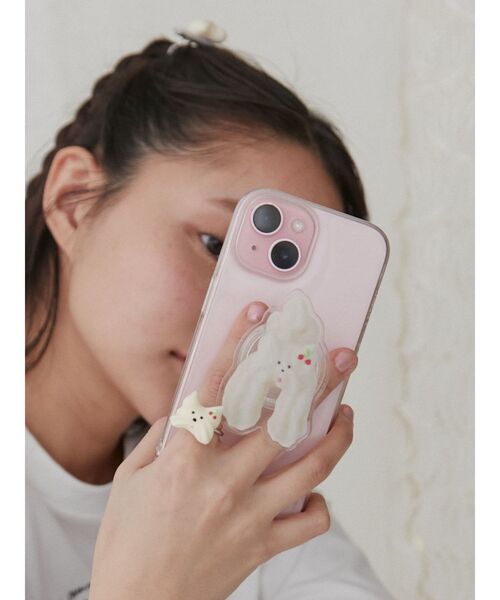 merry jenny（メリージェニー）の「【Maison terrier コラボ】メレンゲクッキースマホグリップ（スマホグッズ・レディース・オフホワイト・FREE）」の2枚目の写真