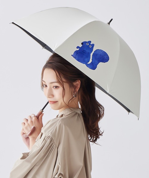 macocca(マコッカ)の「完全遮光 日傘 竹手元 ショート傘 動物柄 デザインシリーズ(長傘・レディース・モカ/ブラック/オフホワイト・FREE)」の2枚目の写真