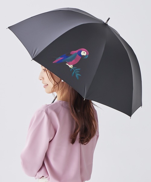 macocca(マコッカ)の「完全遮光 日傘 竹手元 ショート傘 動物柄 デザインシリーズ(長傘・レディース・モカ/ブラック/オフホワイト・FREE)」の1枚目の写真