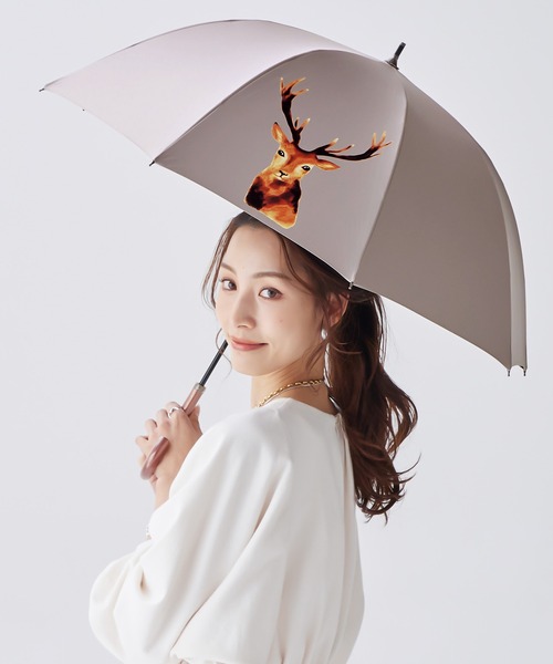 macocca(マコッカ)の「完全遮光 日傘 竹手元 ショート傘 動物柄 デザインシリーズ(長傘・レディース・モカ/ブラック/オフホワイト・FREE)」の3枚目の写真